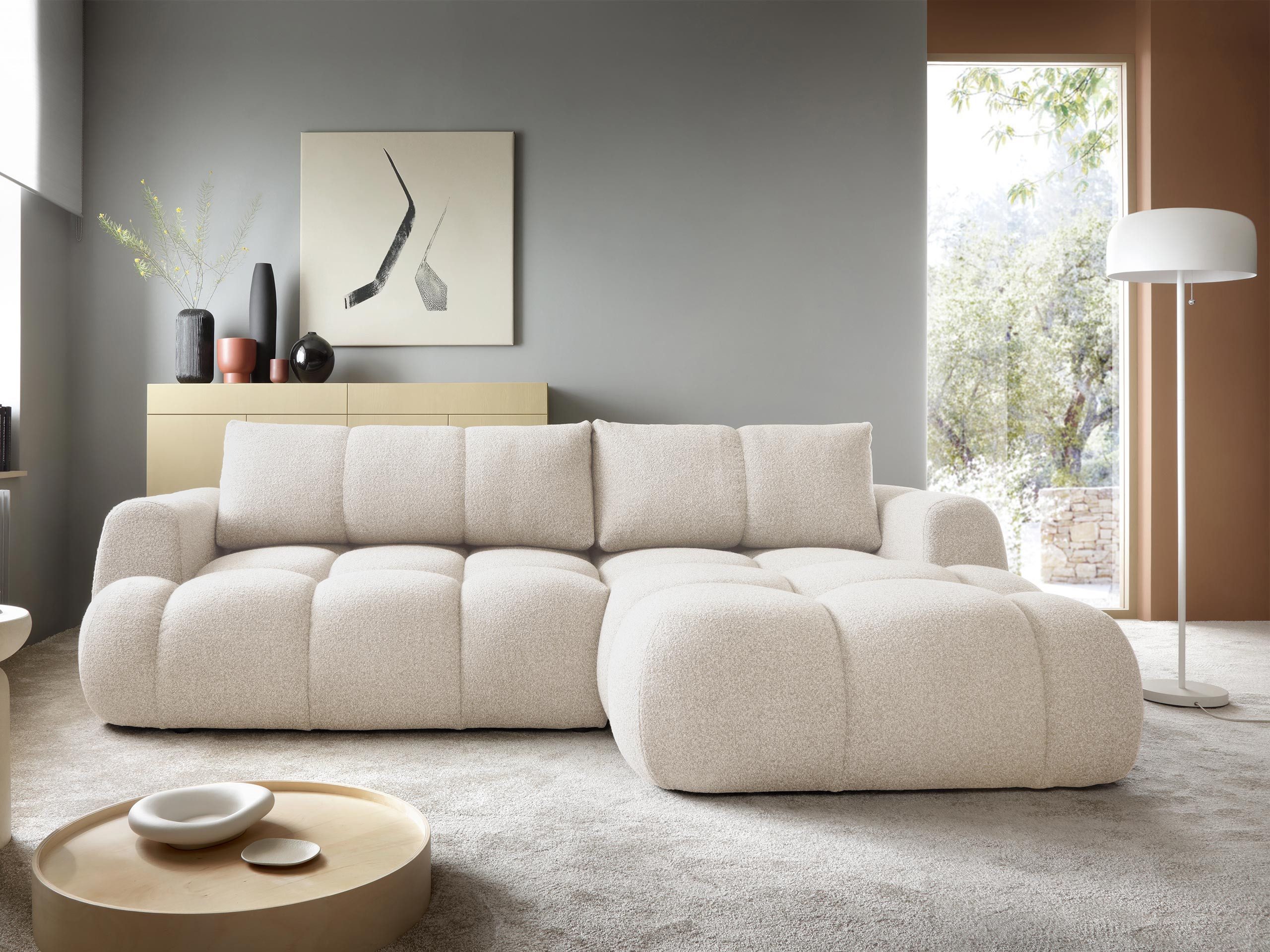 MIRJAN24 Ecksofa Mitto, mit Bettkasten und Schlaffunktion, Ausziehautomatik DL, 270x173x85 cm