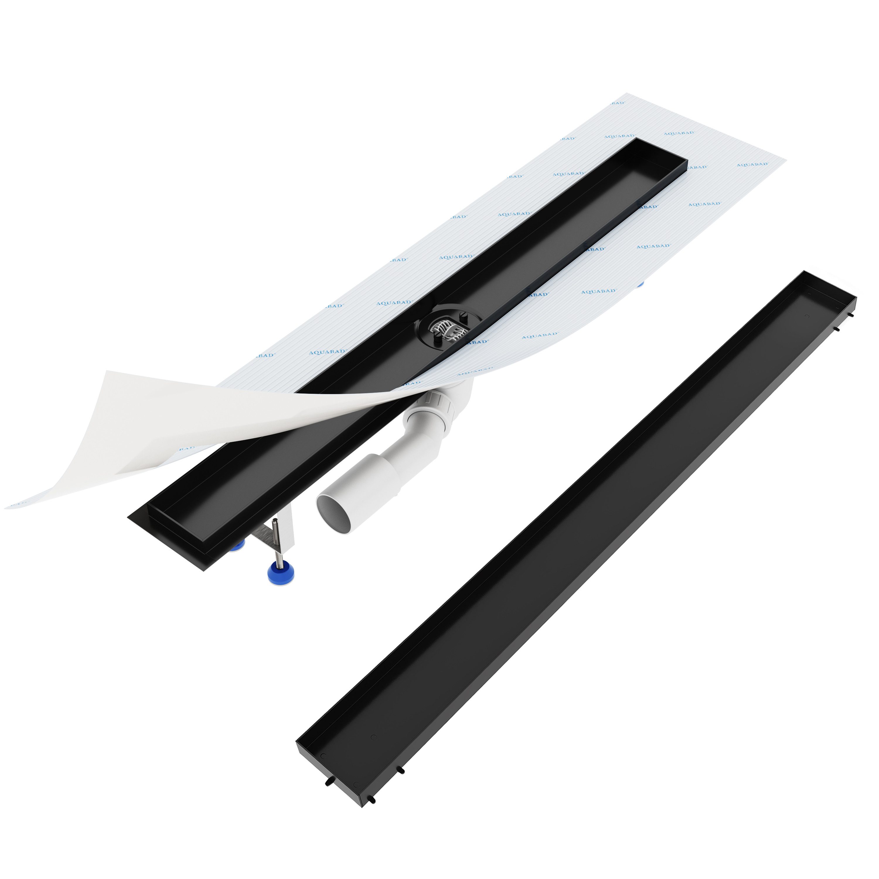 Aquabad® Duschrinne SDS Schwarzmatt Edelstahl Duschablauf, Haarsieb, Viega- günstig online kaufen