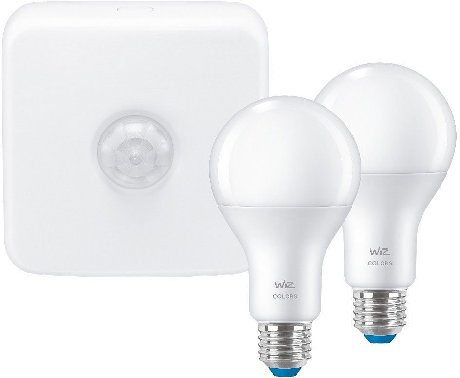 WiZ LED-Leuchtmittel White&Color 100W E27 Standard + Wireless Sensor Set, E27, Farbwechsler