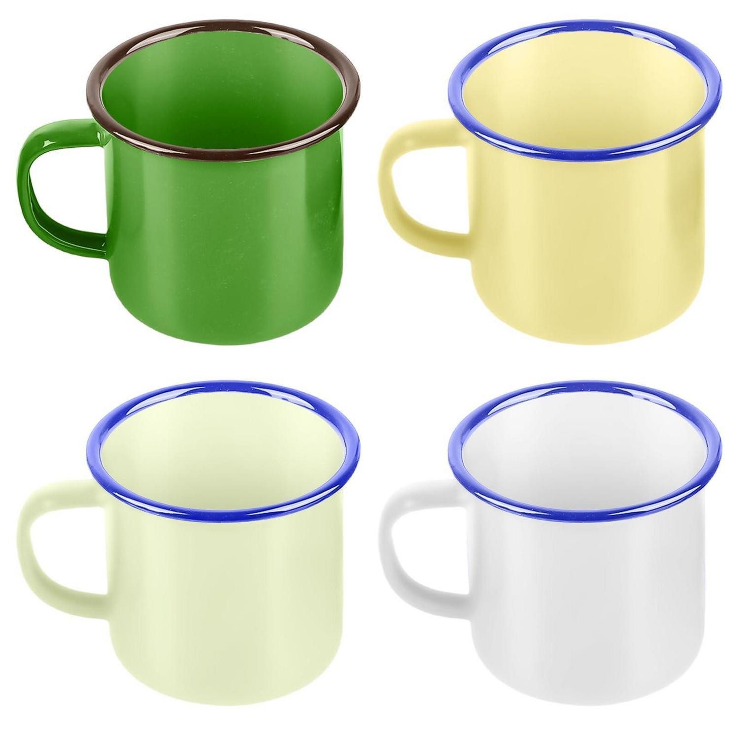 LuxusKollektion Becher Emaille Tasse 4er Set 350ml Mehrweg Farbenfroh, Metall