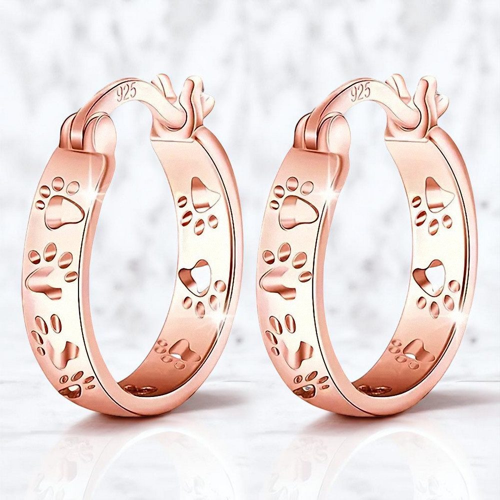 Taffstyle Paar Creolen Ohrringe 925 Sterling Silber Hundepfoten Creolen Pfo günstig online kaufen