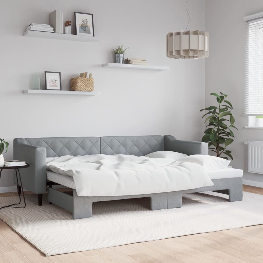 vidaXL Bett, Tagesbett Ausziehbar Hellgrau 80x200 cm Stoff günstig online kaufen