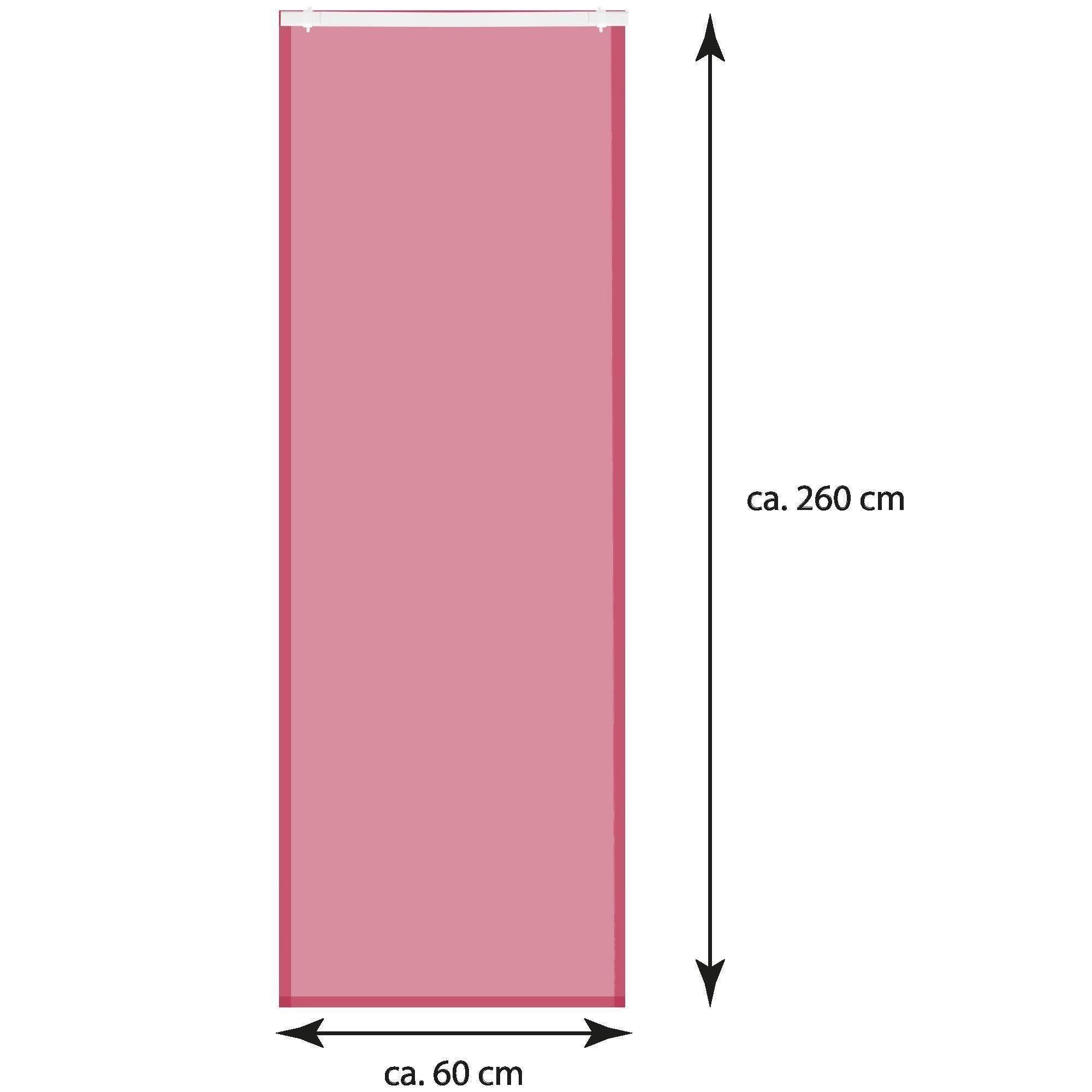 Schiebegardine St), Klettband Transparente 60cm Rosa transparent, (1 x (BxL), Bestlivings, Voile, 260cm mit Klettband Vorhang,