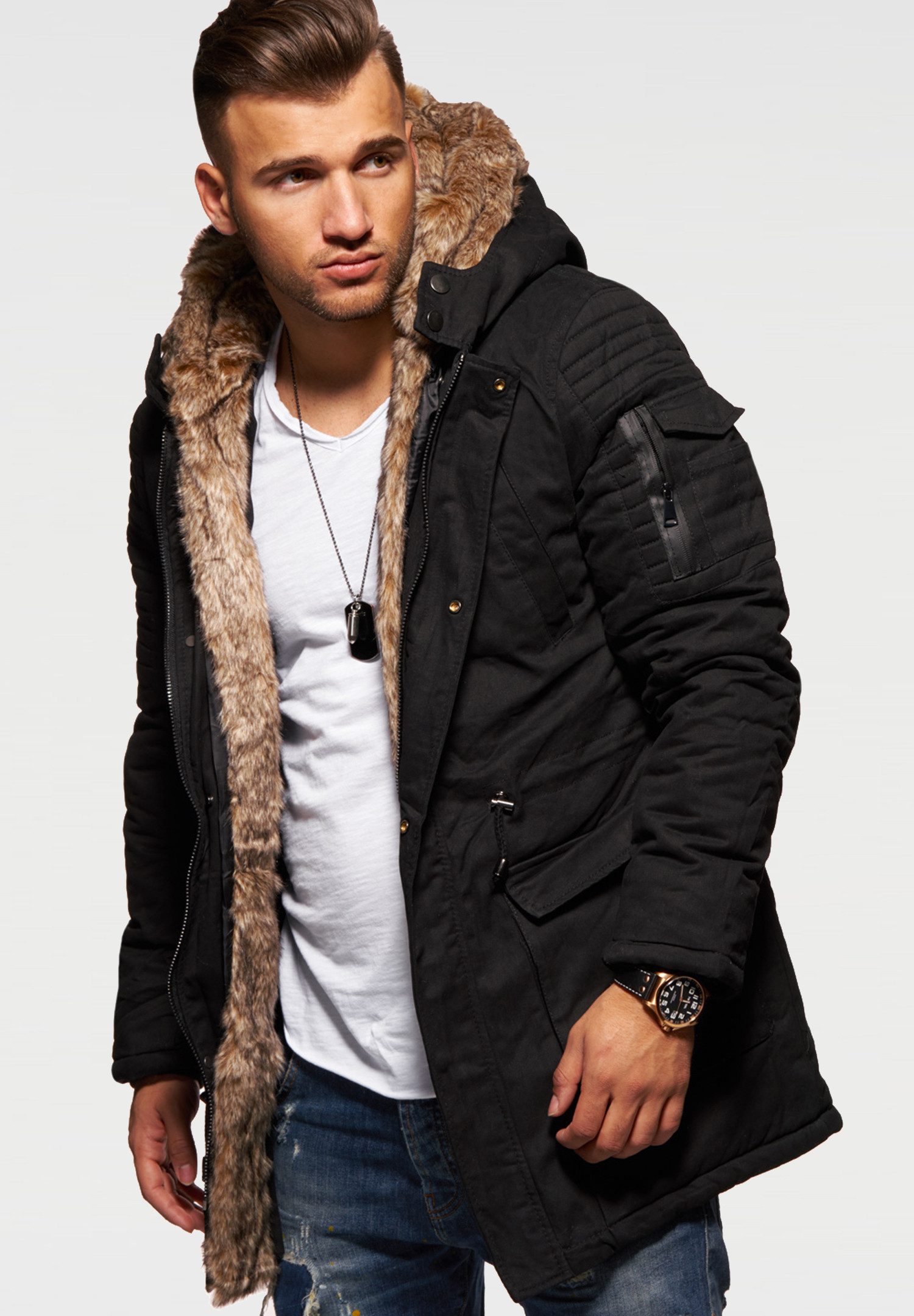 behype Parka BHPAU Herren Winterjacke Wintermantel günstig online kaufen