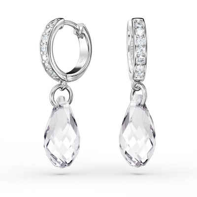 Schöner-SD Paar Ohrhänger Creolen Tropfen-Kristall 17mm Hängeohrringe Damen 925 Silber Rhodium, mit Markenkristall