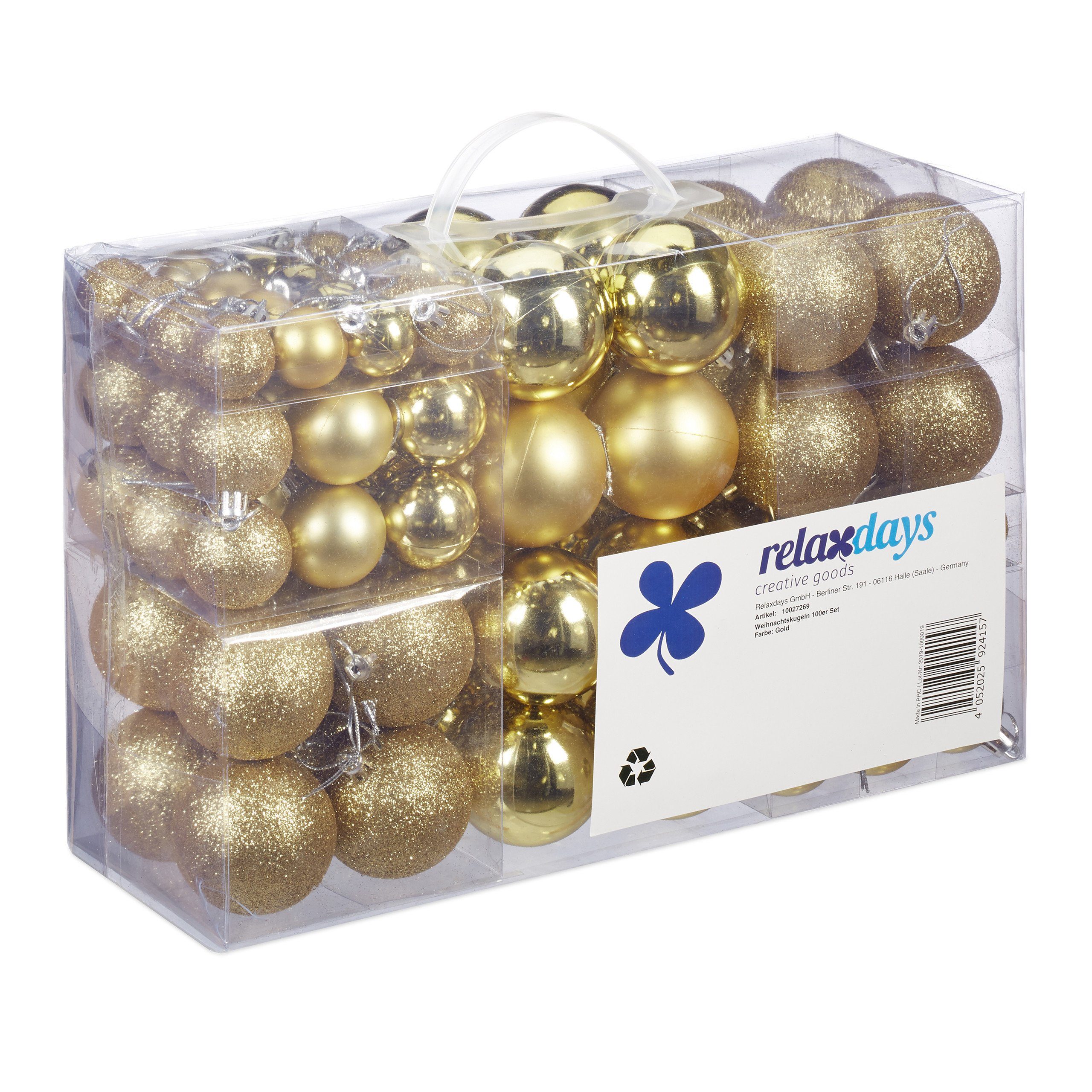 relaxdays Weihnachtsbaumkugel Новогодние шары 100er Set, gold