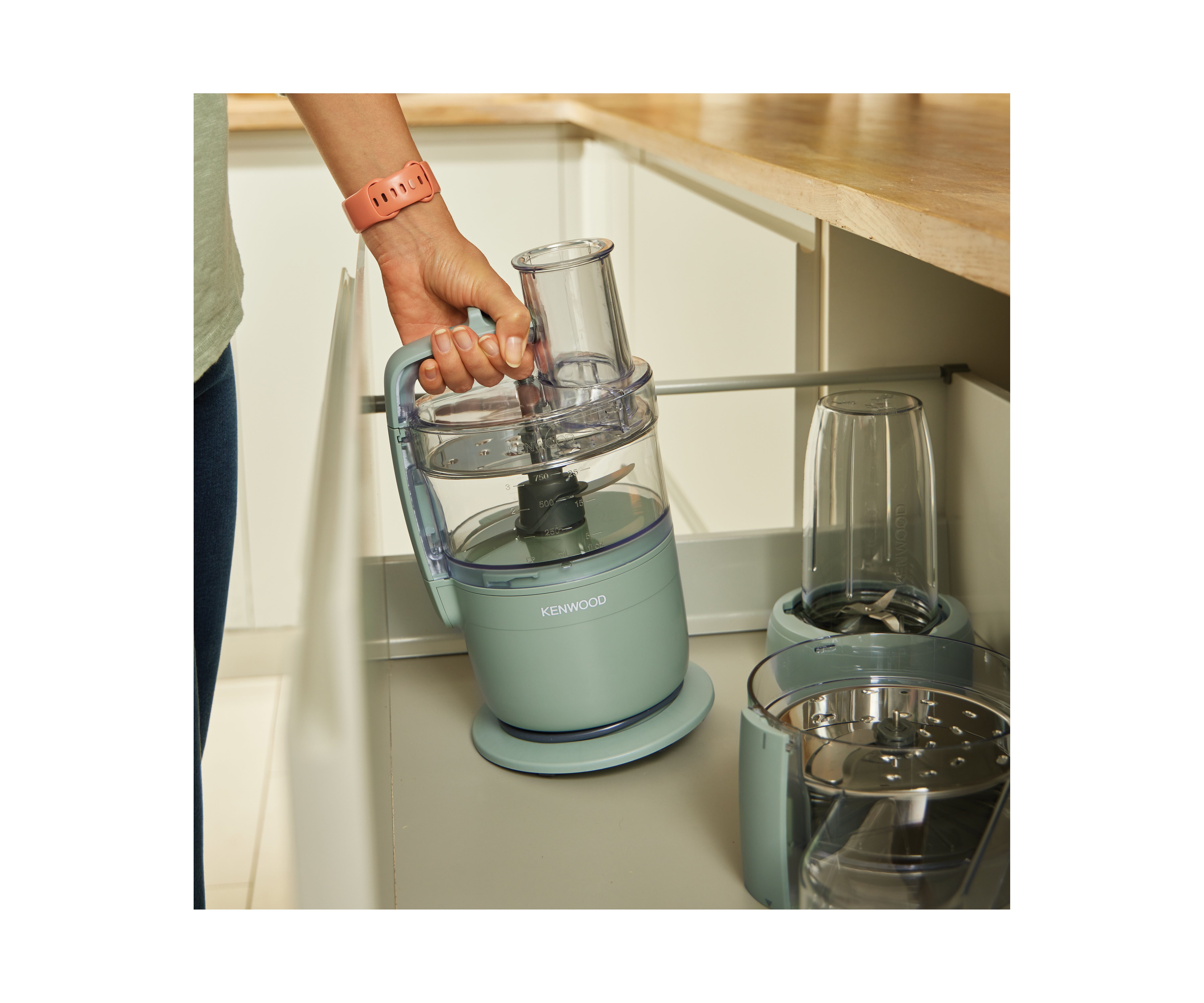 KENWOOD Küchenmaschine FDP23.380GR - Multipro Go, Express-Serve, 1,3 l Behälter, 900W, Grün, 900 W, 1,3 l Schüssel, Für Smoothies, zum Schneiden, Reiben, Pürieren und Teig Kneten