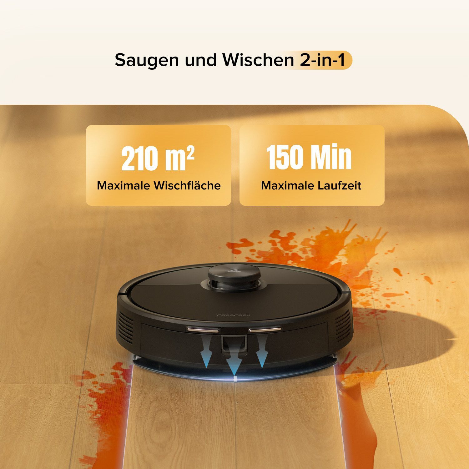 Roborock Saugroboter Q7 M5 (Upgrade von Q5 PRO), 10000Pa, 180Min, Dual Anti-Tangle-System, mit Wischfunktion, LiDAR Navigation, Staubsauger Roboter für Teppich, Tierhaare, APP Steuerung schwarz