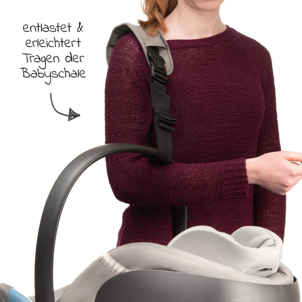 Zamboo Babyschale Grau, Tragegurt Babyschale für Tragehilfe Universal - Cosi Maxi