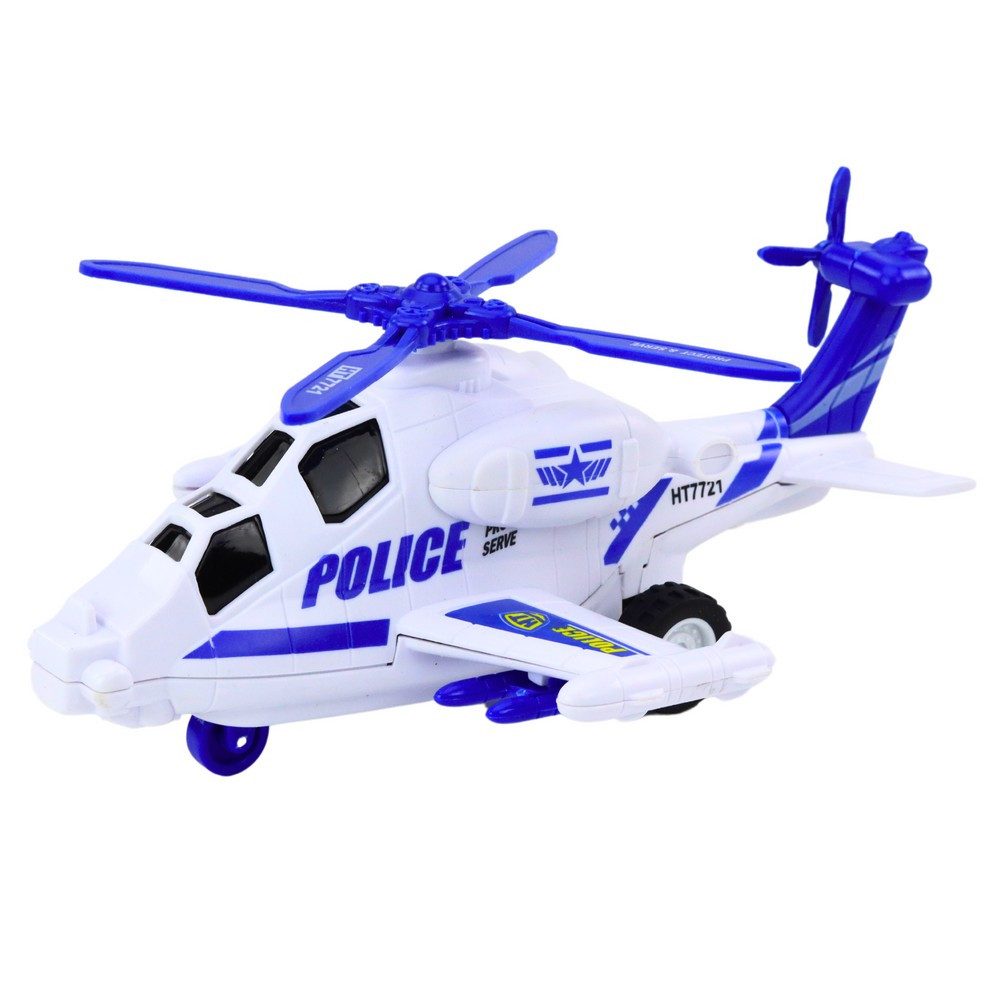 LEAN TOYS Spielzeug-Hubschrauber Polizeihelikopter Einsatzhubschrauber Spielfahrzeug, (Spar-Set, 1-tlg., 20 x 13 x 8 cm robust), Friktionsantrieb, Licht- und Klangeffekte
