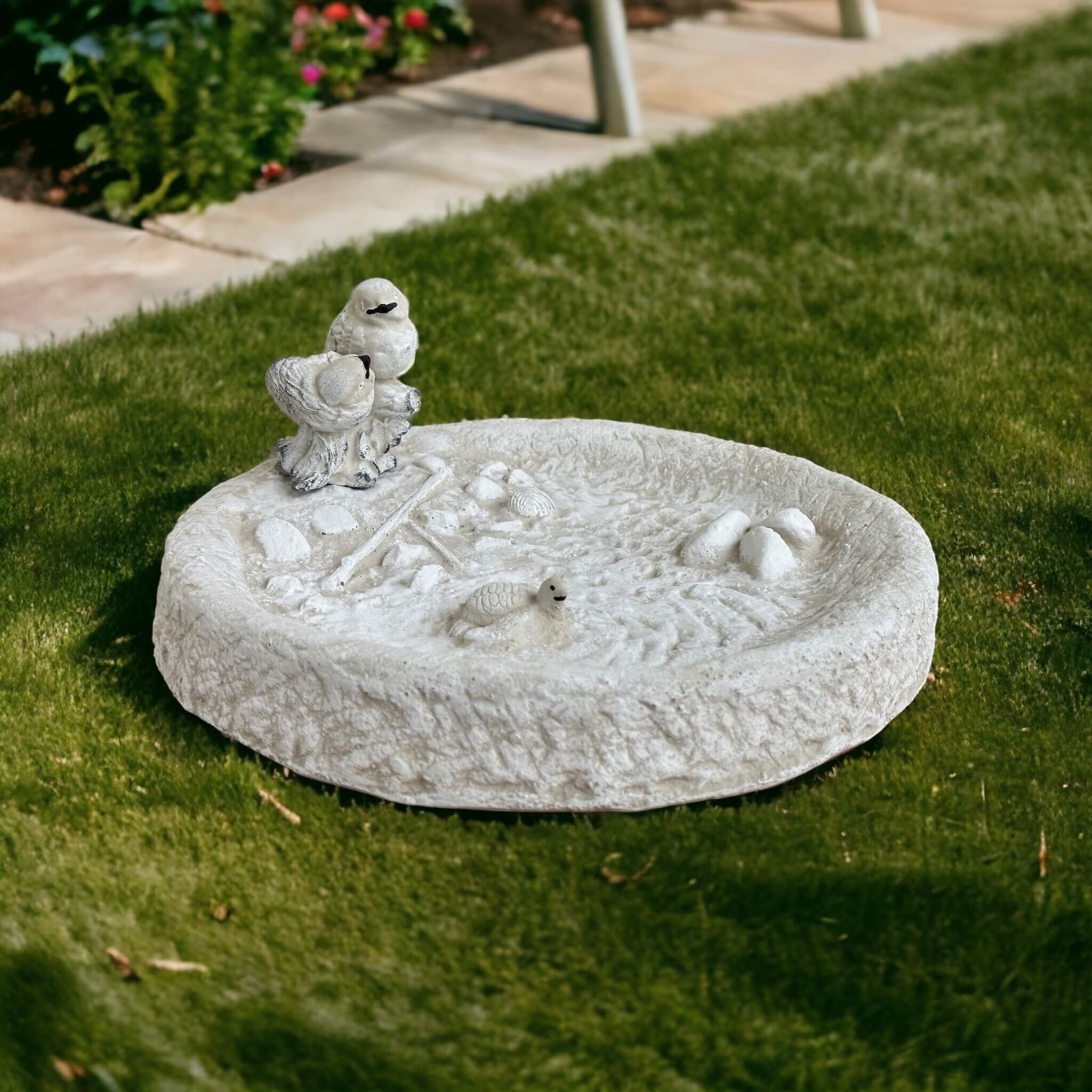 Radami Vogeltränke Vogeltränke Vogelbecken Schildkröte GRAU Vogelpaar