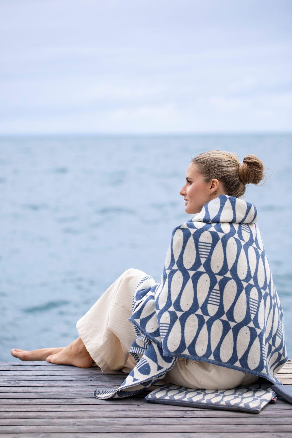 Wohndecke Luca 'Sardines' 140 x 200 cm Marine- Blau, DAVID FUSSENEGGER