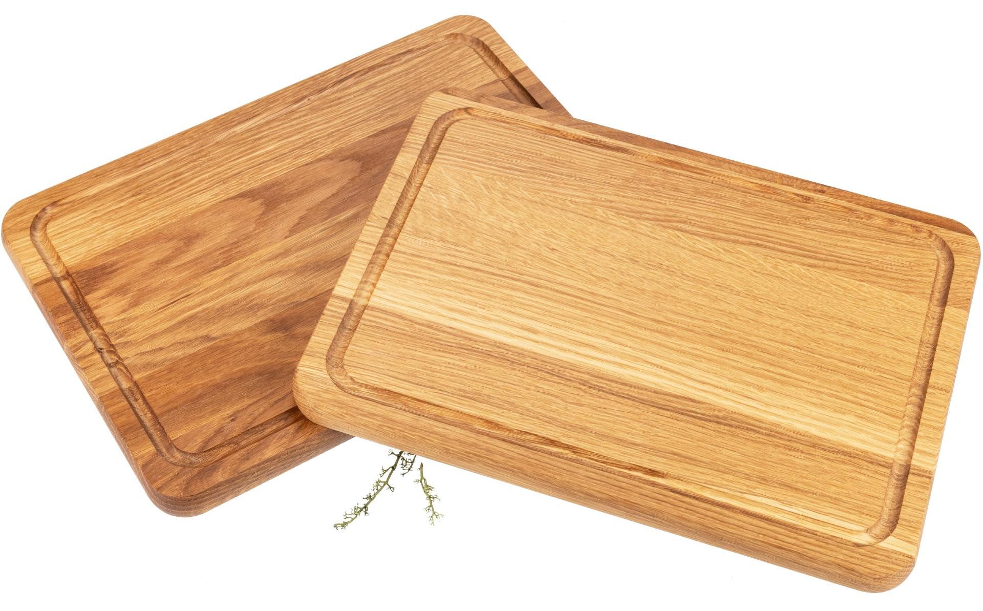 Holz Frank Schneidebrett Schneidebrett mit Saftrille aus Eiche geölt - 35 x 25 x 2,1 cm, Holz, (1-St)