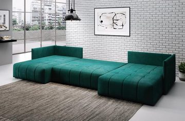 Furnix Wohnlandschaft U-Form-Sofa ANDORE U Wohnzimmersofa mit Schlaffunktion und Bettkasten, Maße 345x93x177 cm, Liegefläche: 136 x 331 cm