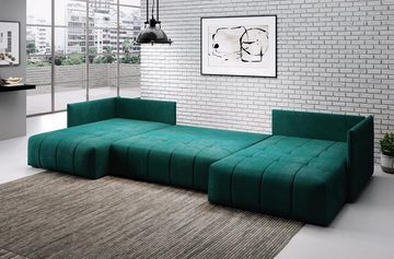 Furnix Wohnlandschaft U-Form-Sofa ANDORE Wohnzimmersofa mit Schlaffunktion und Bettkasten, Maße 345x93x177 cm, Liegefläche: 136 x 331 cm