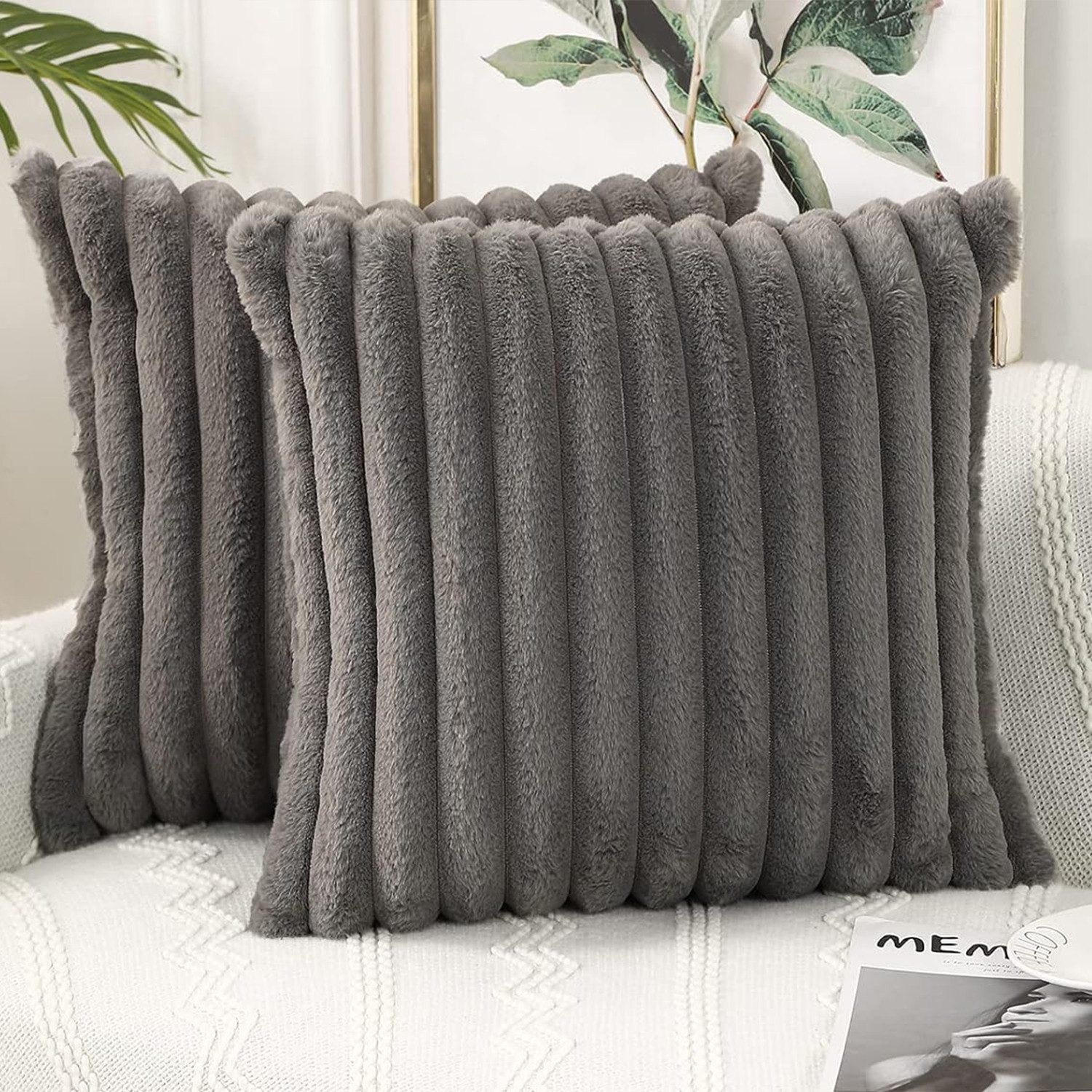 REDOM Kissenbezüge 2er Set Plüsch Kissenhülle günstig online kaufen