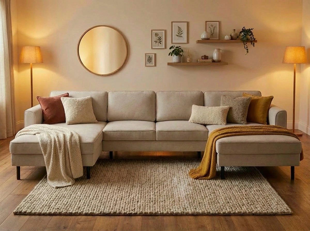 Home affaire Wohnlandschaft Booster II, whlw. mit Schlaffunktion & Bettkasten, Fuß schwarz, Sofa in U-Form, Breite 305 cm, in Cord oder Struktur LEO o. LINO