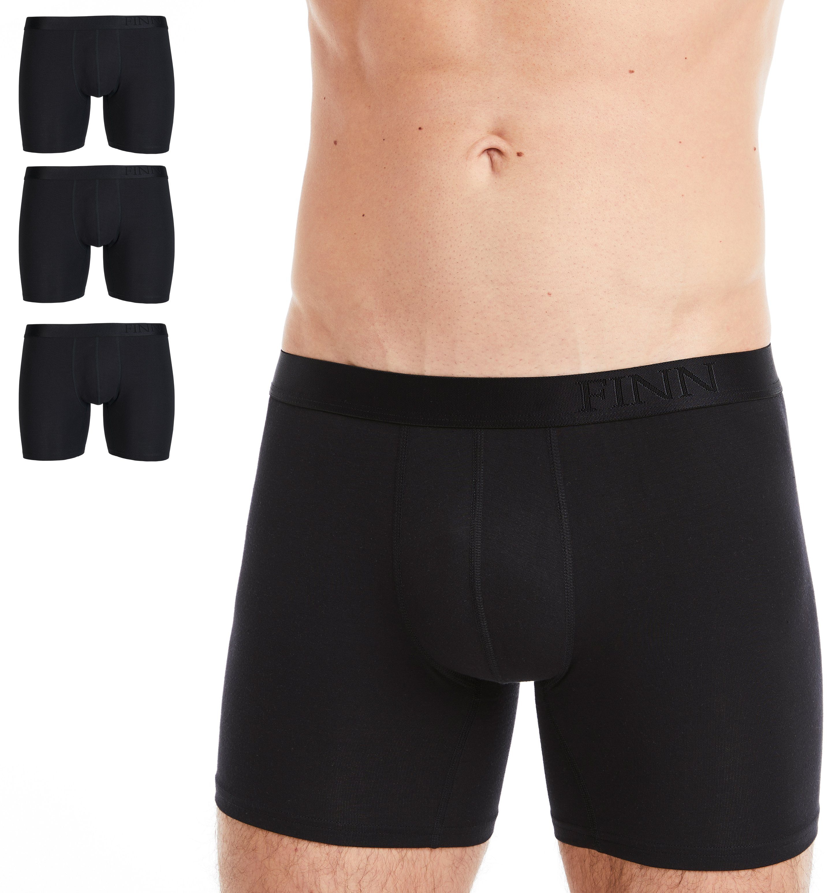 FINN Design Boxershorts »3er Pack Boxershorts Herren« feiner Micro-Modal  Stoff, extra weicher Bund mit Prägung