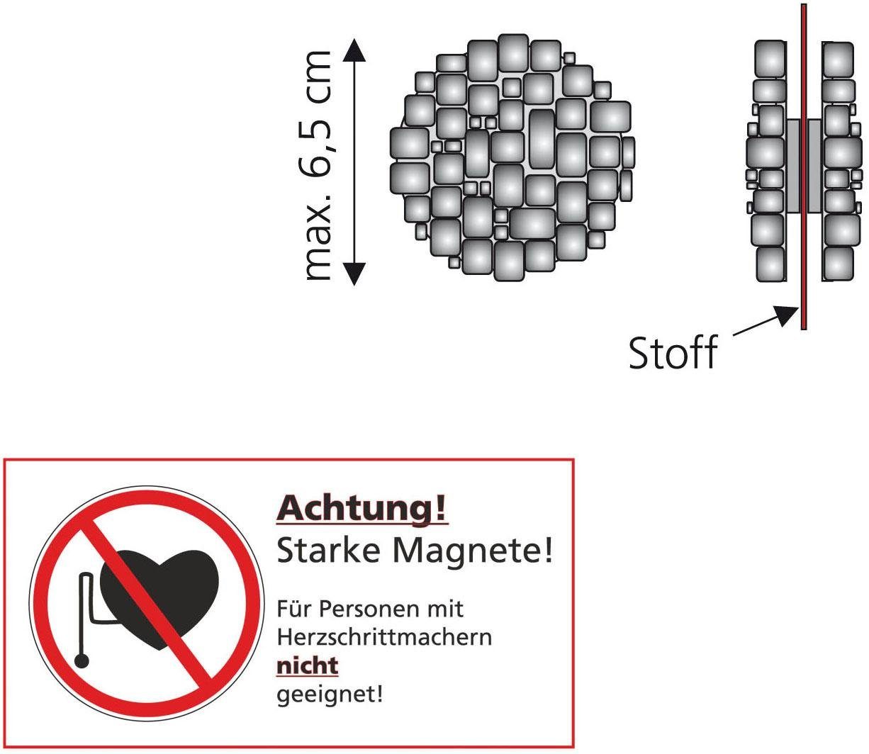 Dekomagnet Steinoptik, Liedeco, (Packung, Gardinen, 2-St), Flächen für metallische