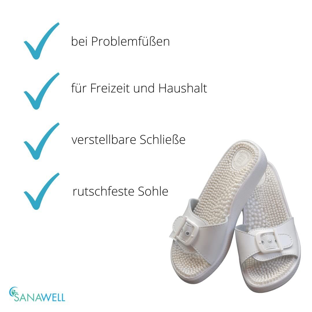 Medosan Massage-Pantolette unisex, anatomisch geformtes Fußbett Badepantolette