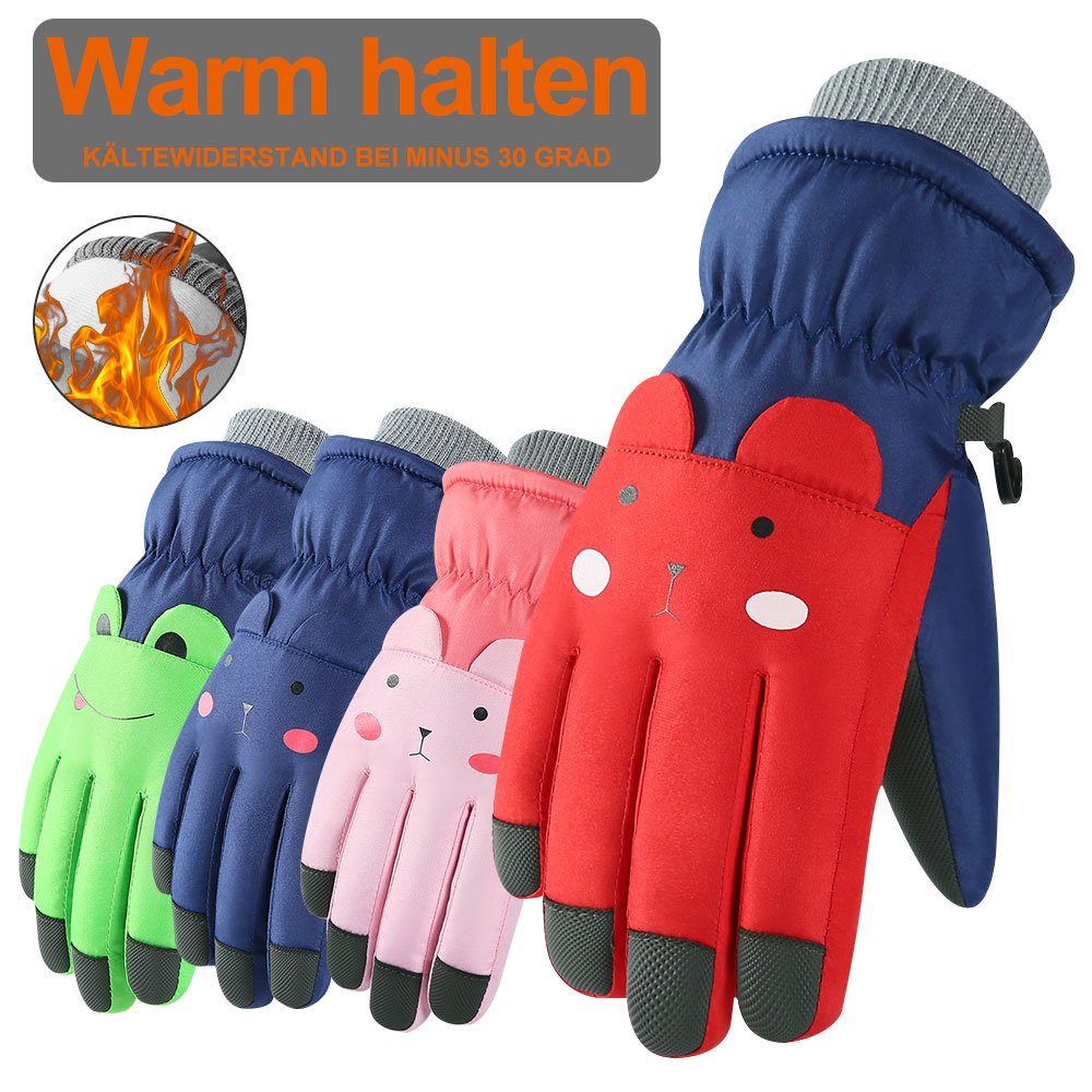winddichte 6-10 Wasserdichte Skihandschuhe Kinder Rot für Jahre BTTO Cartoon-Handschuhe