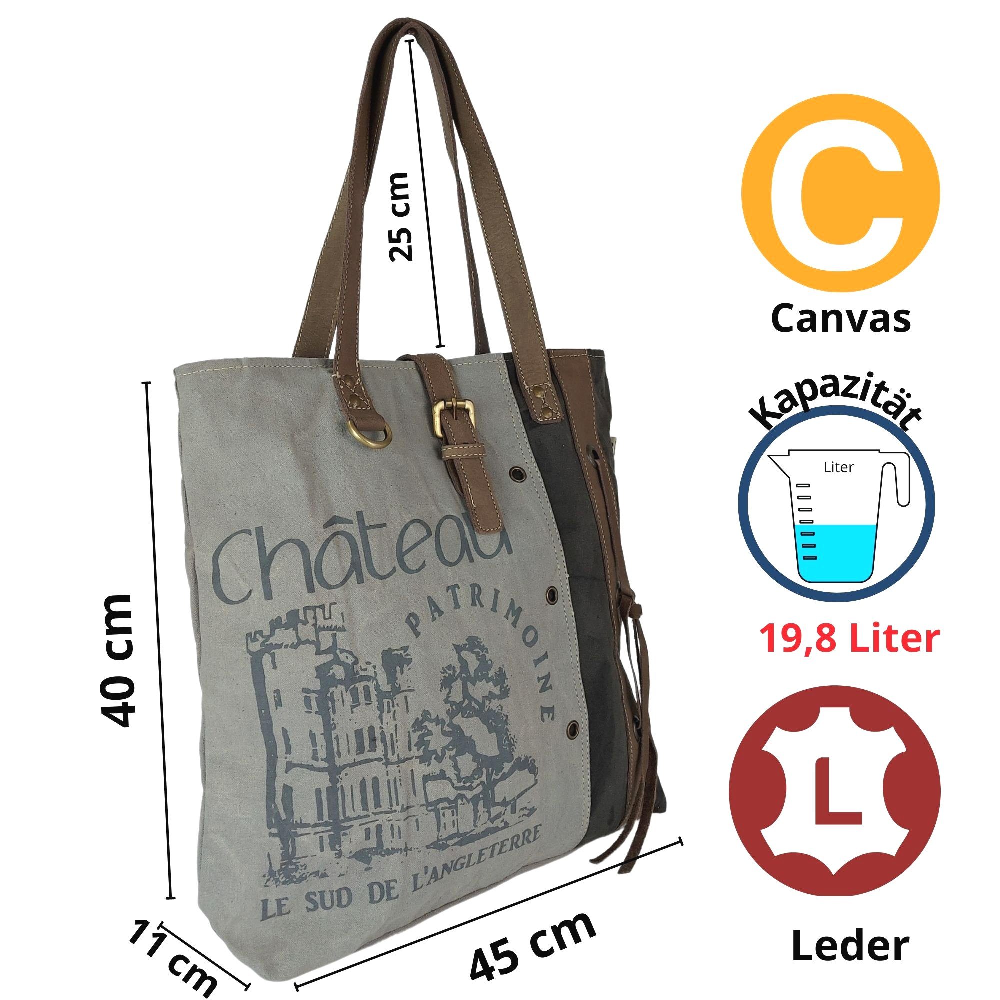 Sunsa Handtasche Canvas Handtasche. Vintage Schultertasche. Tote Tasche Shopper, echt Leder, praktisches Design, Innenfächer