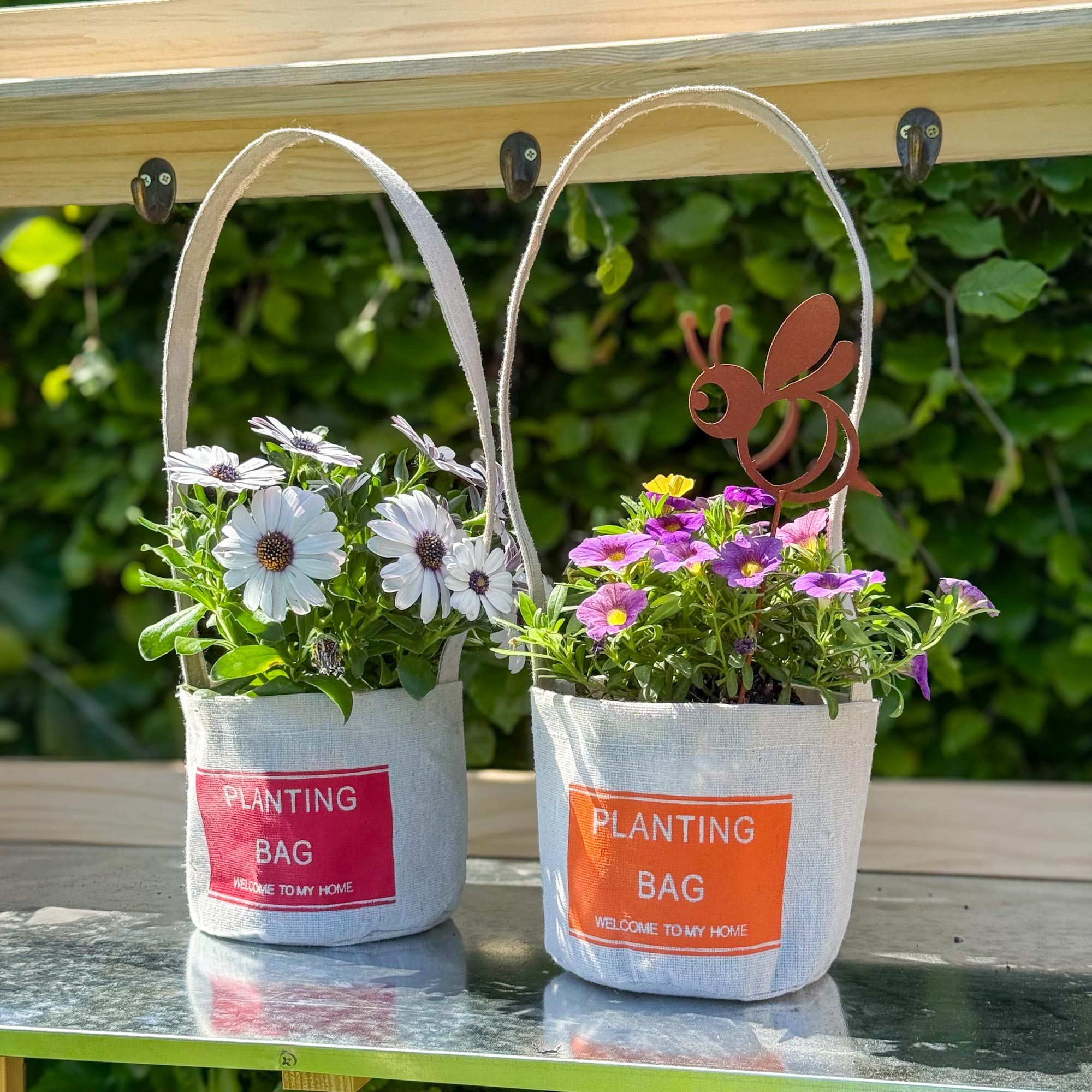 UNUS GARDEN Blumentopf Pflanzbeutel aus Jute 6er Set, Für Fensterbank, Balkon oder Küche - natürlich und dekorativ