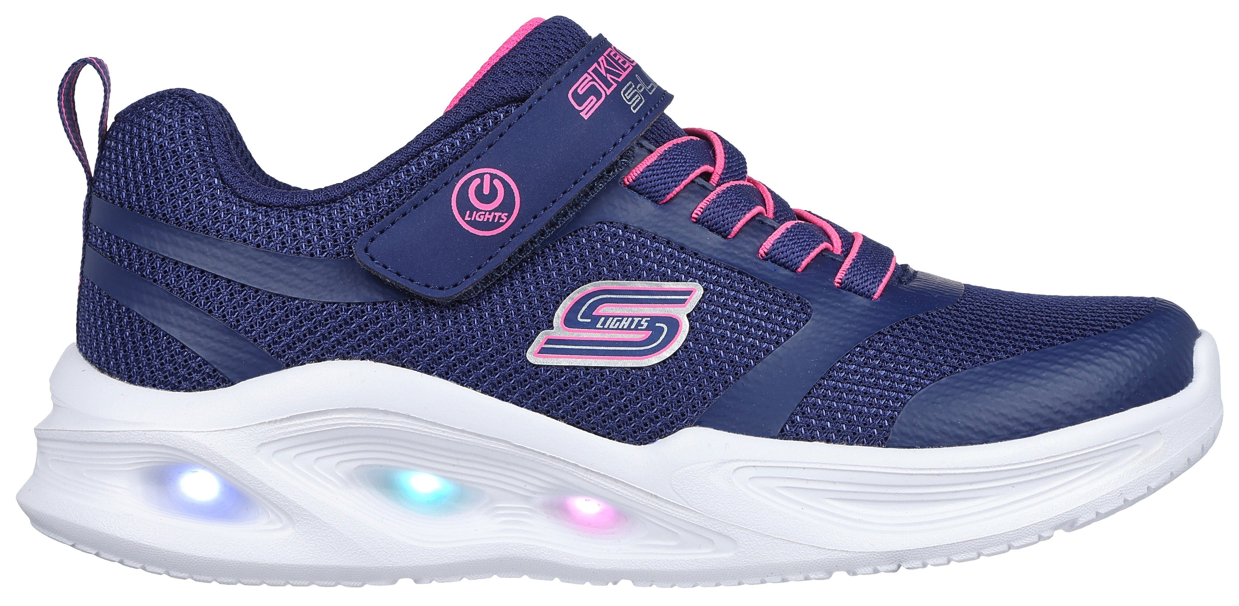 E mit Kids Skechers Sneaker - regulierbarer Slip-On Blinkfunktion SKECHERS GIRLS