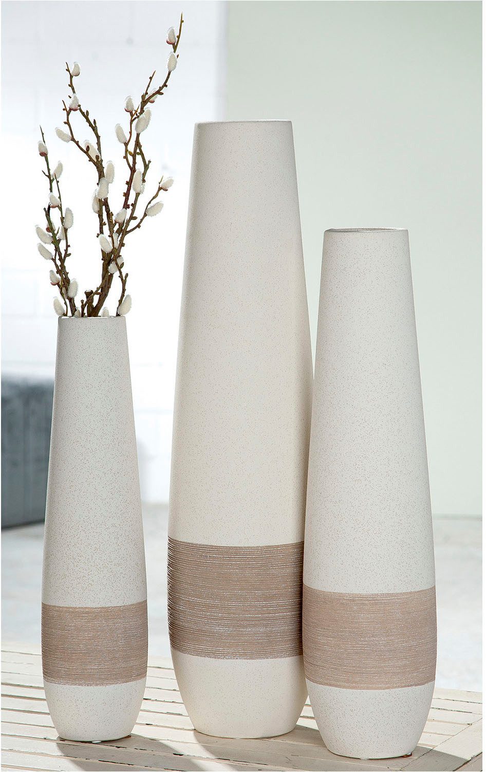 GILDE Bodenvase Vase Olbia creme H. 66 cm (1 St)