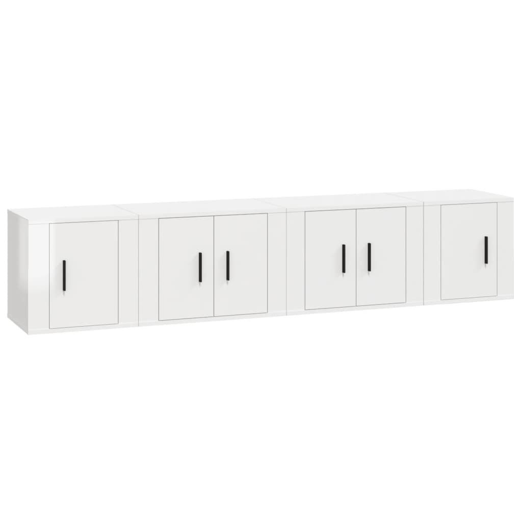 vidaXL TV-Schrank 4-tlg. TV-Schrank-Set Hochglanz-Weiß Holzwerkstoff günstig online kaufen