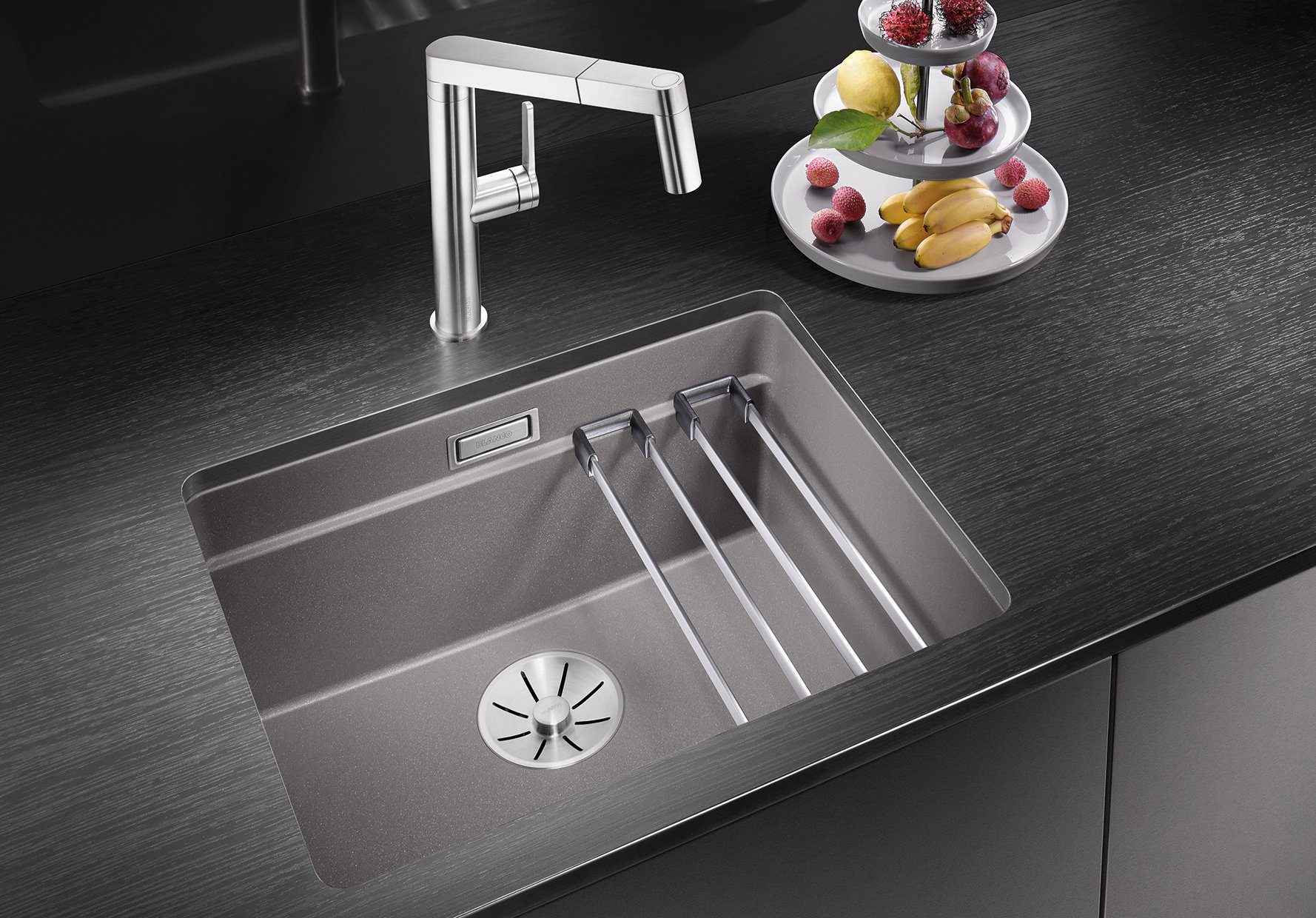 Blanco Granitspüle ETAGON 500-U, rechteckig, aus SILGRANIT®, mit 2 Etagon-Schienen