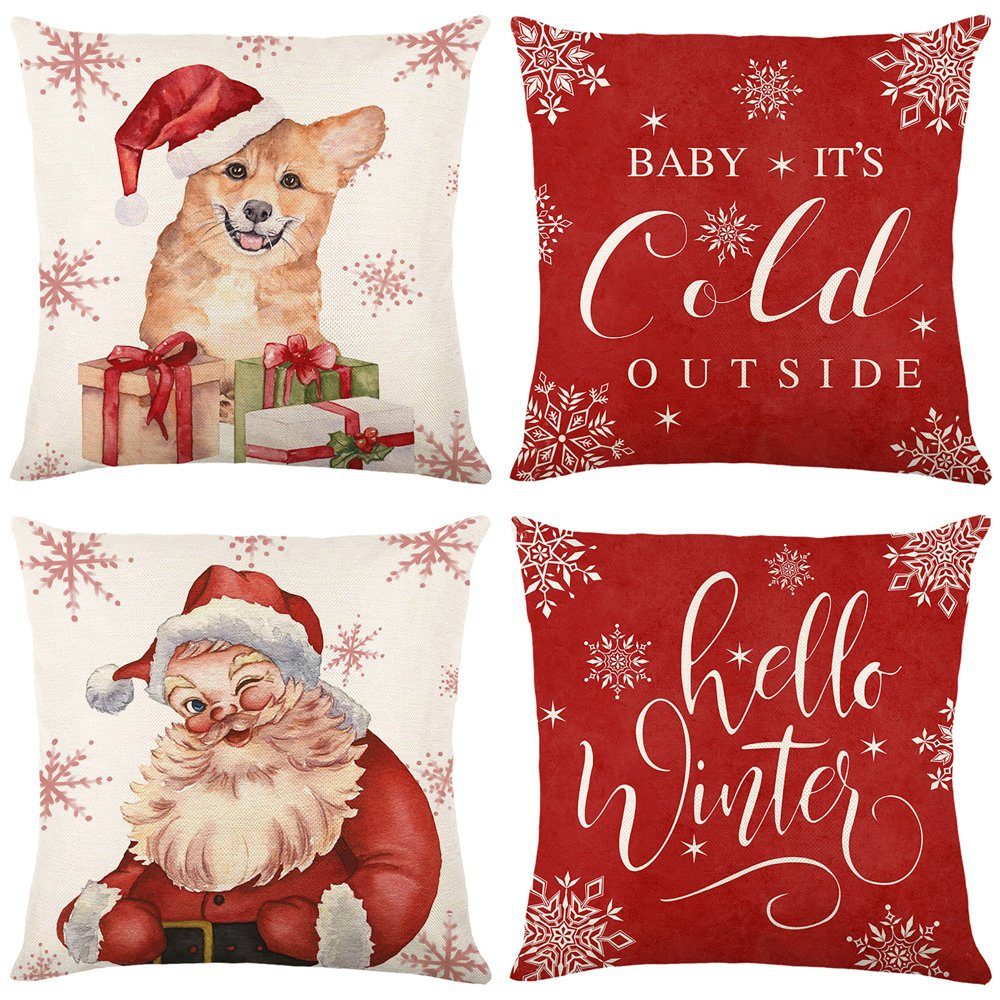 Kissenbezüge Kissenbezüge Weihnachten Kissenbezug 45 x 45 cm (4 Stück)
