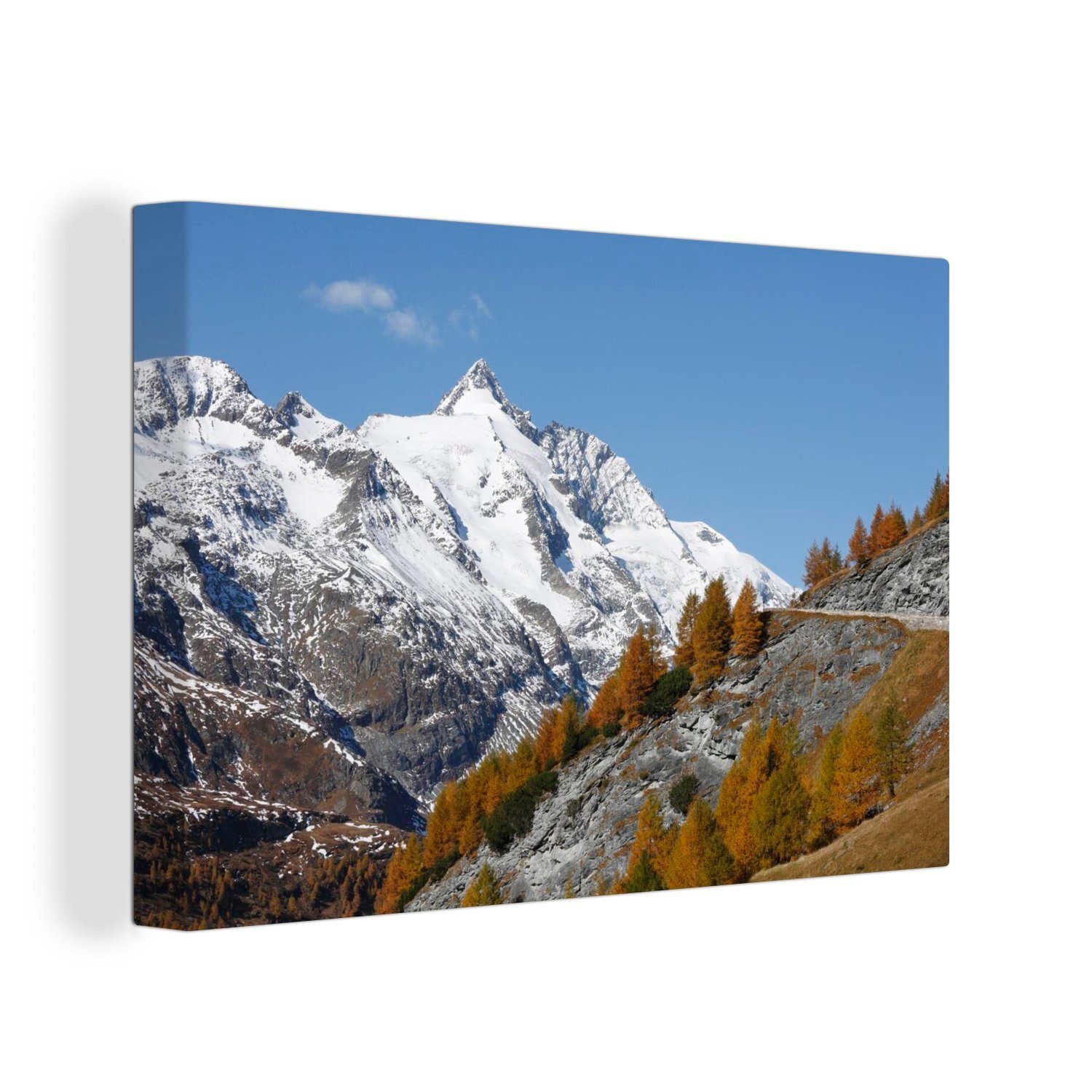 30x20 Hochalpenstraße, St), (1 OneMillionCanvasses® cm Leinwandbilder, Leinwandbild Wandbild der Blick von Wanddeko, Großglockner mit Aufhängefertig, Großglockner