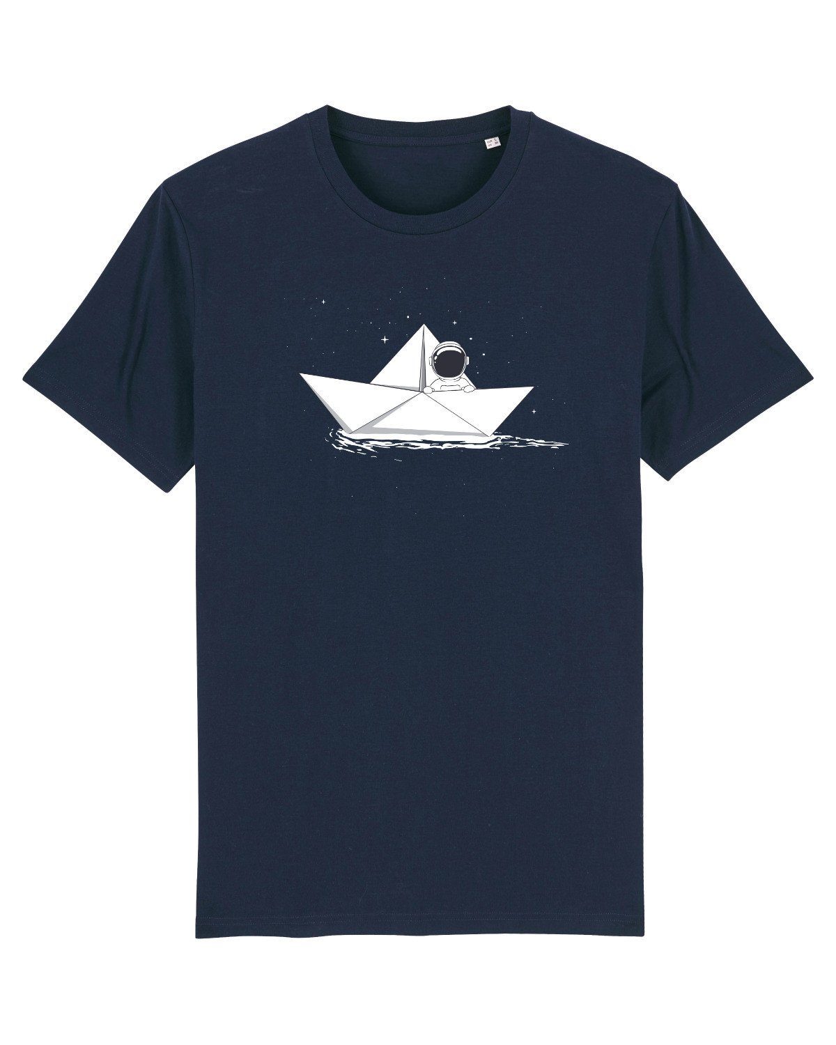 wat? Apparel Print-Shirt Astronaut in paper boat (1-tlg) dunkelblau