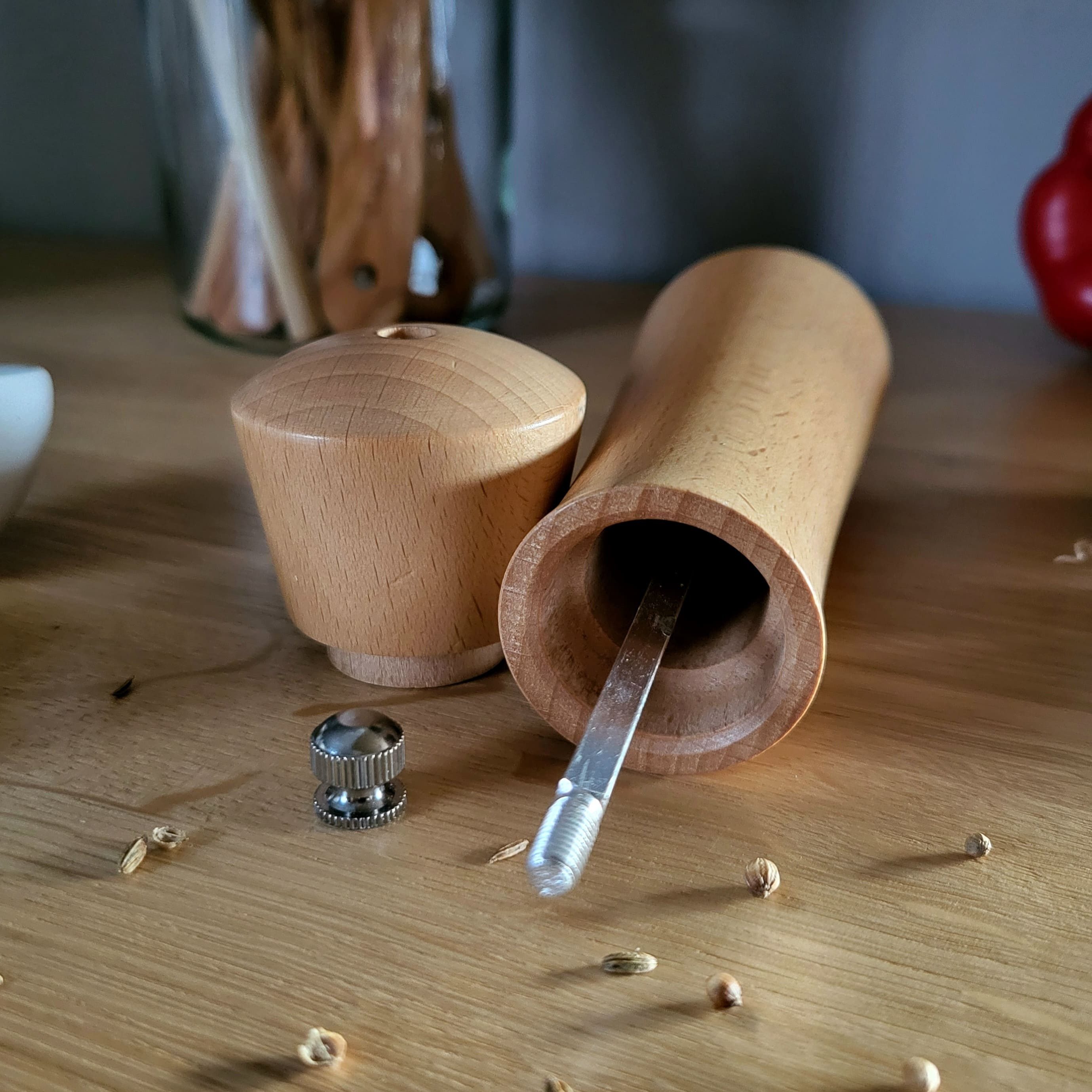 Biodora Pfeffermühle Buchenholz-Pfeffermühle 17cm – Gewürzmühle mit Keramikmahlwerk manuell, Pfeffermühle / Salzmühle / Gewürzmühle – Bild 4 von 5
