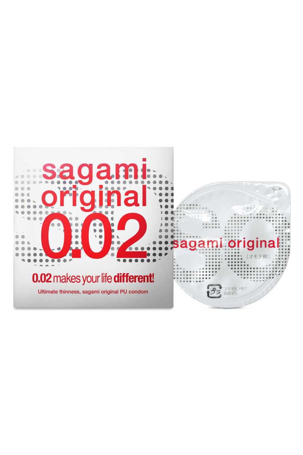 Sagami Einhand-Kondome ultradünnes Kondom 0,02 mm 2 Stück, 2 St., ultradünn