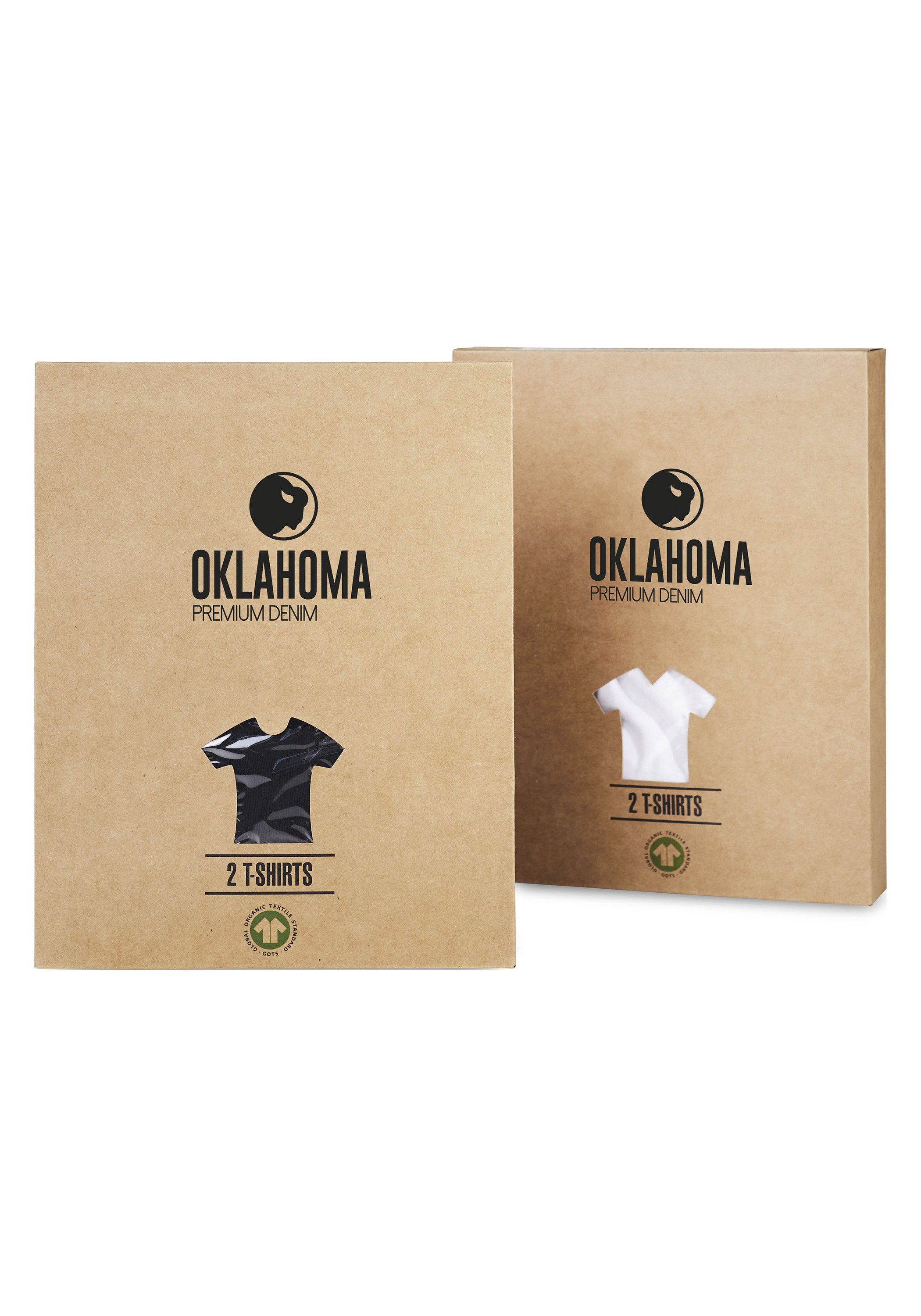 unifarben Doppelpack PREMIUM Black OKLAHOMA DENIM T-Shirt Deep