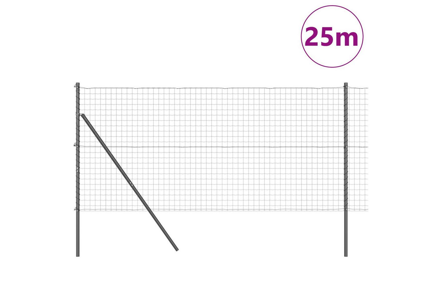Thumbnail - vidaXL Gartenzaun Eurozaun mit 13 Pfosten 1.2x25 m Verzinkter Stahl Grau, (2-St)