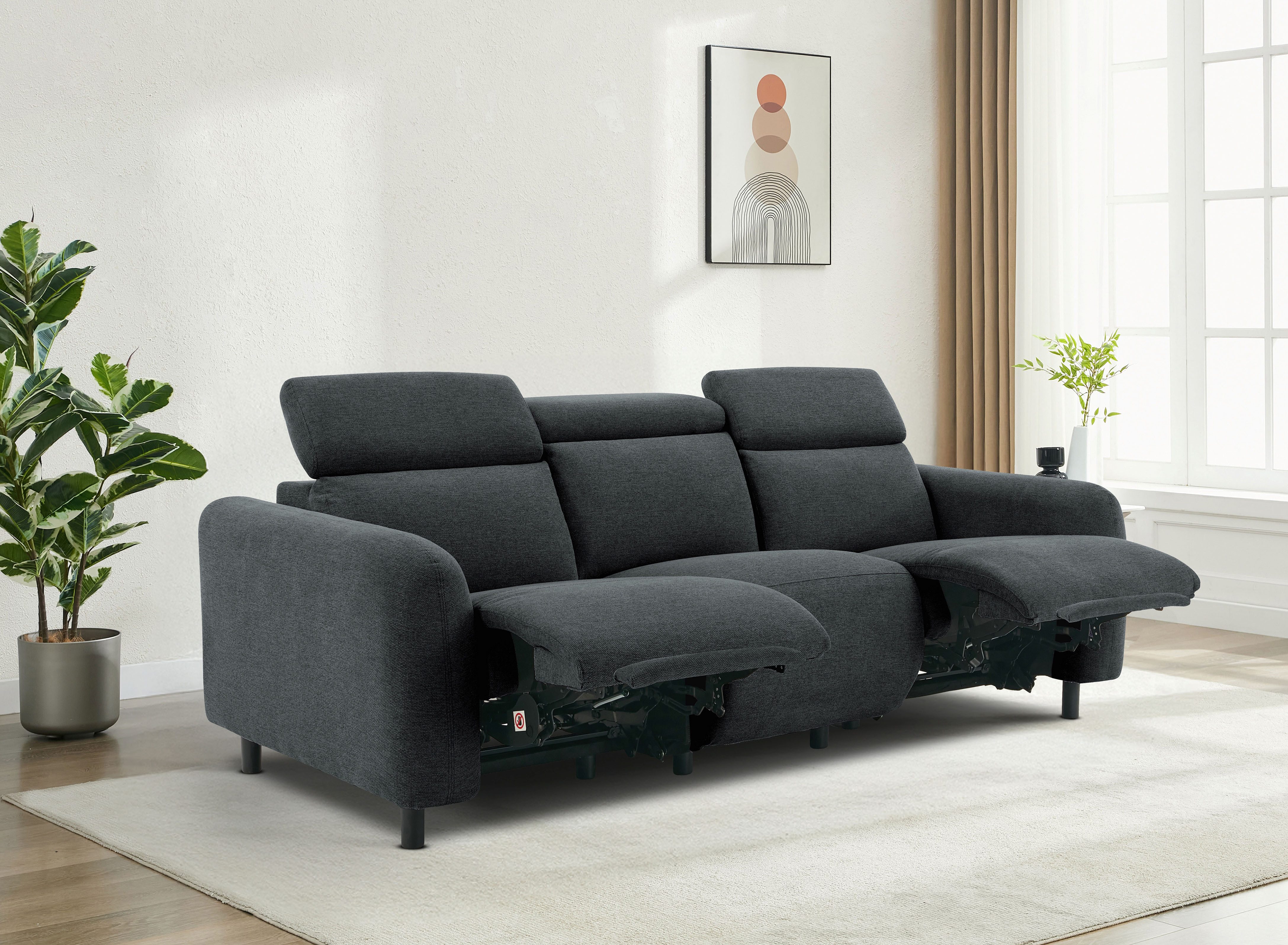 OTTO home 3-Sitzer SKAANE Struktur-Sofa, 229 cm, manuelle-u. elektrische Relaxfunktion, Relax-Funktion in 2 Sitzen, Kopfteilverstellung, Federkernpolsterung