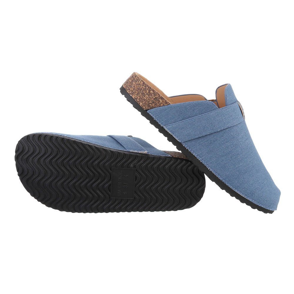 Ital-Design Damen Mules Pantolette Blau Freizeit 92