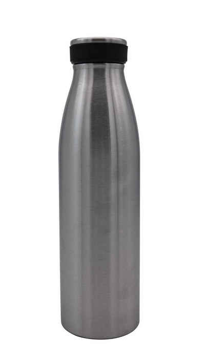 Steuber Thermoflasche, Edelstahl Isolierflasche 500 ml doppelwandig silber, Füllmenge 500 ml