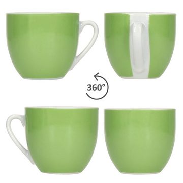 MamboCat Tasse 6er Set Variant Grün Kaffeetassen mit Untertassen, Porzellan