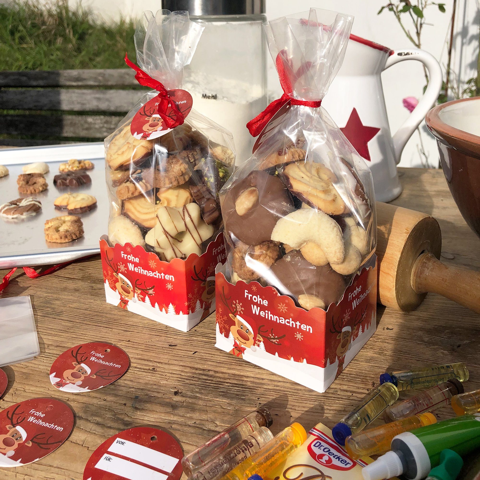 Annastore Vorratsdose 36 x Gebäcktüten Rentier Bodenbeutel für Weihnachtsplätzchen, Bonbontüten, Geschenktüten – Bild 2 von 5