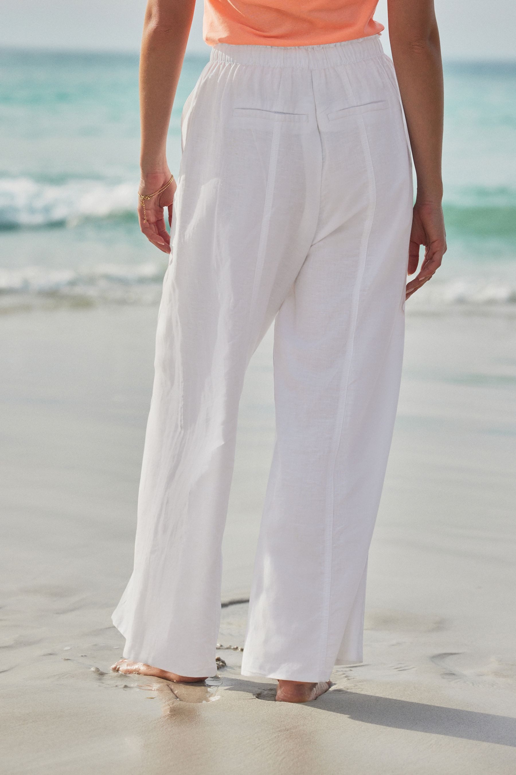 Next Palazzohose Weite Hose Leinengemisch mit Gummibund – Petite (1-tlg) günstig online kaufen
