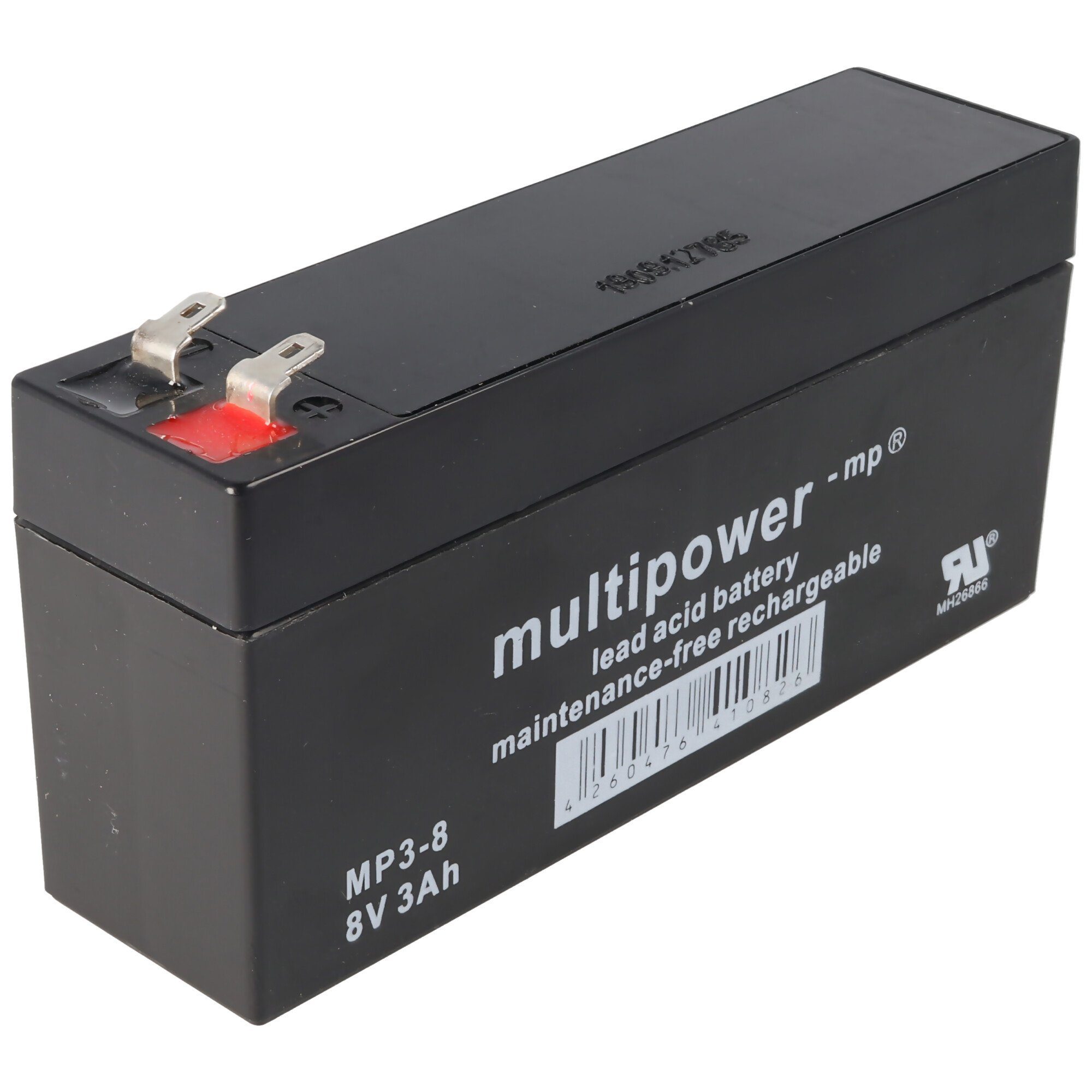Multipower MP3-8 Blei-Akku 8 Volt 3000mAh mit 2 Faston 4,8mm Steckkon Akku