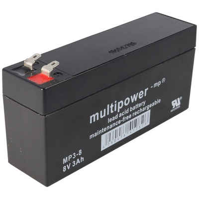 Multipower Multipower MP3-8 Blei-Akku 8 Volt 3000mAh mit 2 Faston 4,8mm Steckkon Akku 3000 mAh (8,0 V)