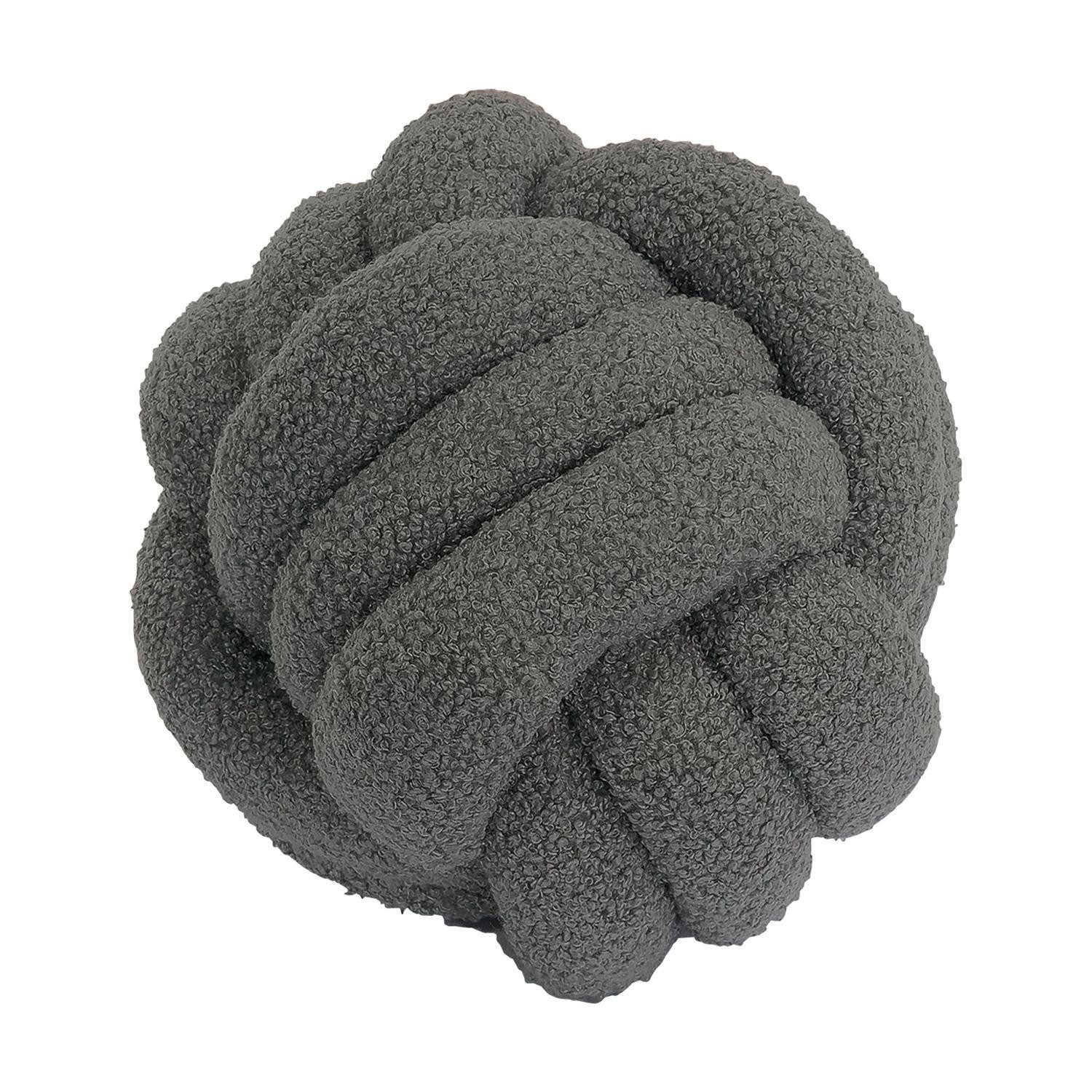 Dekokissen DOTTI, Grau, Polyester, Teddyoptik, ohne Reißverschluss, Ø 25 cm