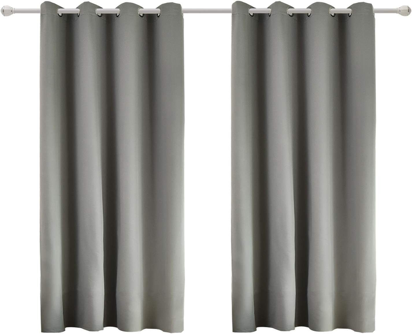 Vorhang, Woltu, Ösen (2 St), blickdicht, Leichte Wärmeisolierend Kälteschutz dunkelgrau