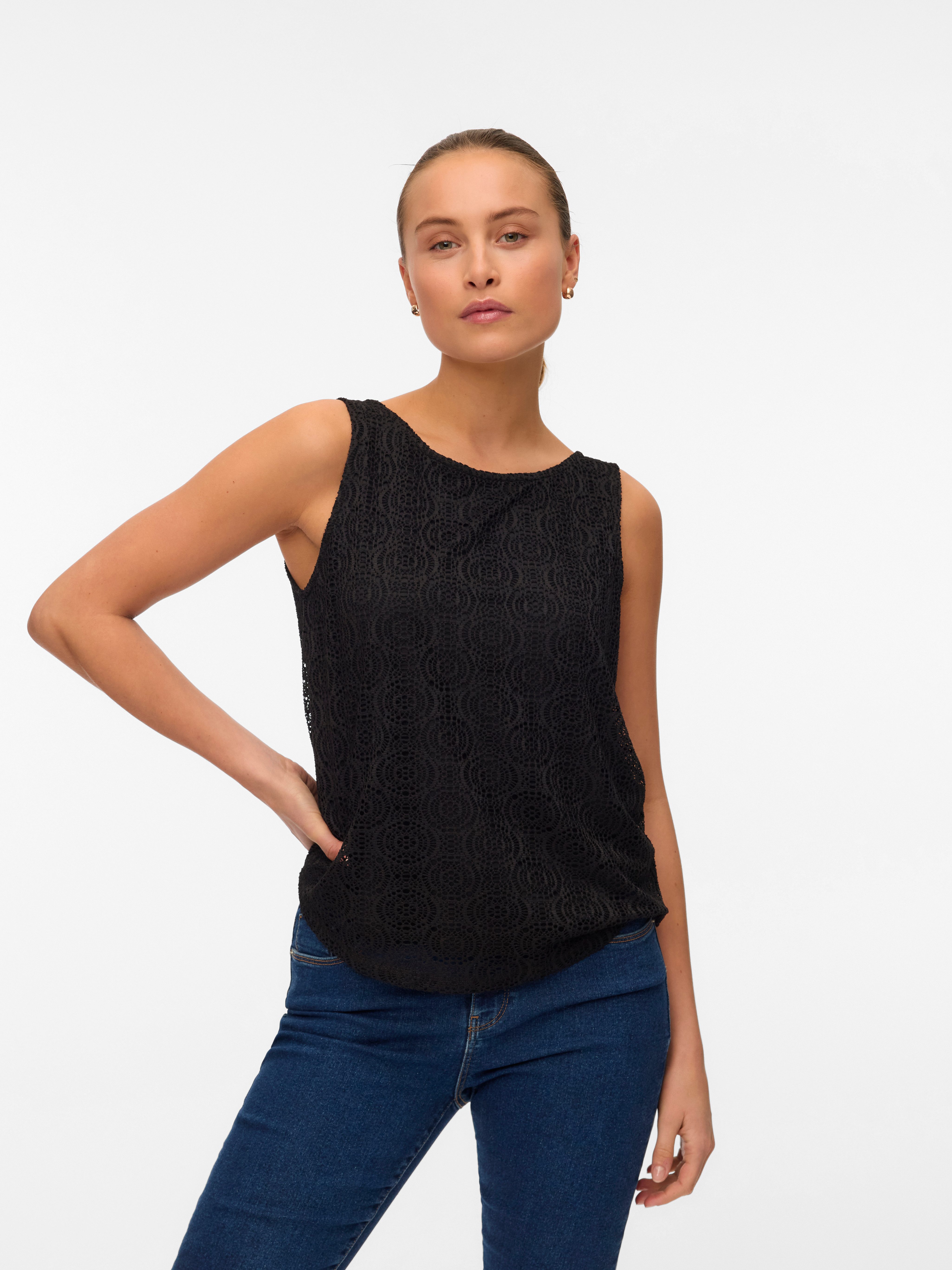 Vero Moda Spitzentop VMMAYA TANK TOP JRS VO Materialmix, regular fit