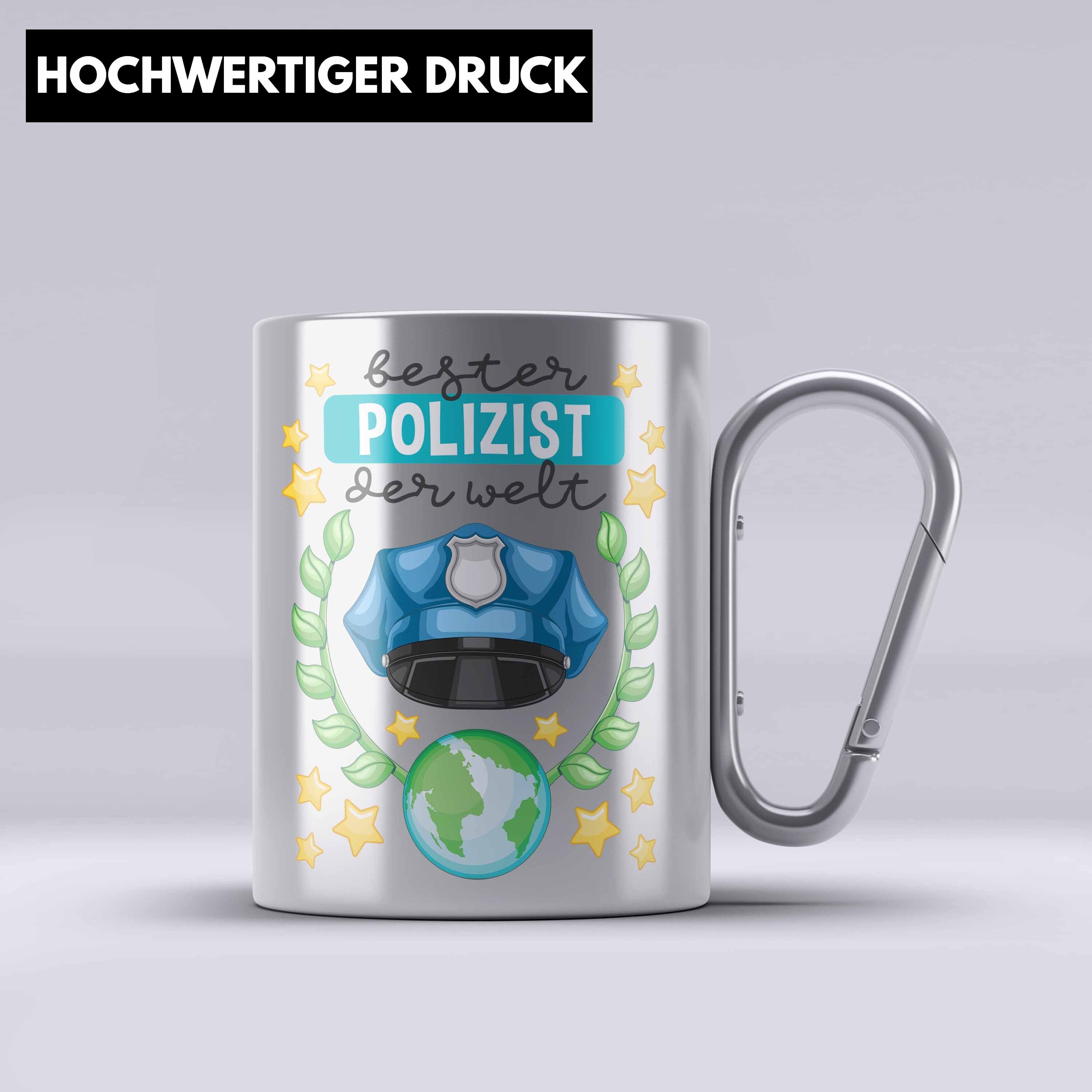 Trendation Thermotasse Bester Polizist Geschenk Edelstahl Tasse mit Spruch Geschenke Polizei